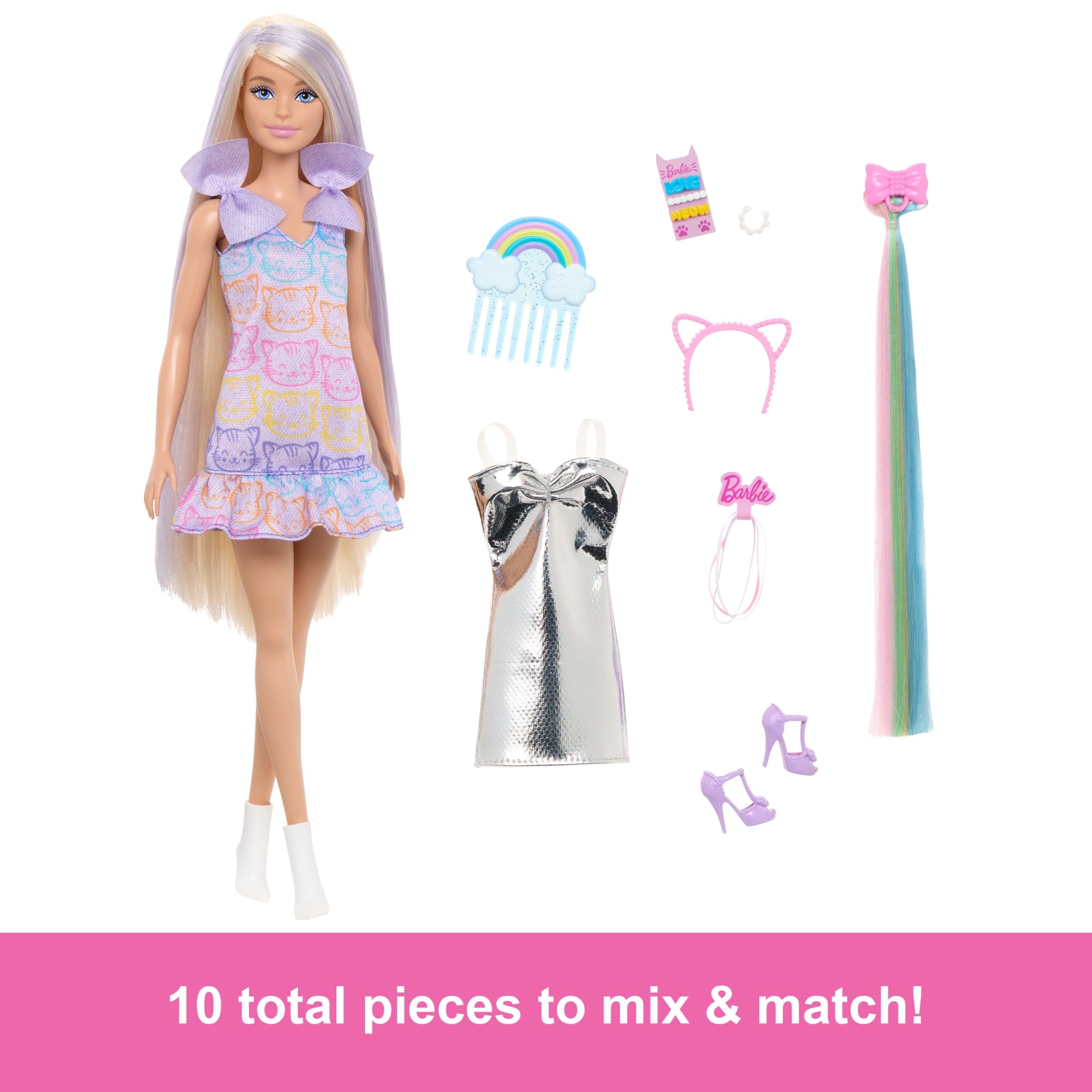 Barbie Fun & Fancy Doll & Accessories. Blonde Fashion Doll With Extra-Long Hair & 2 Looks - Image 3