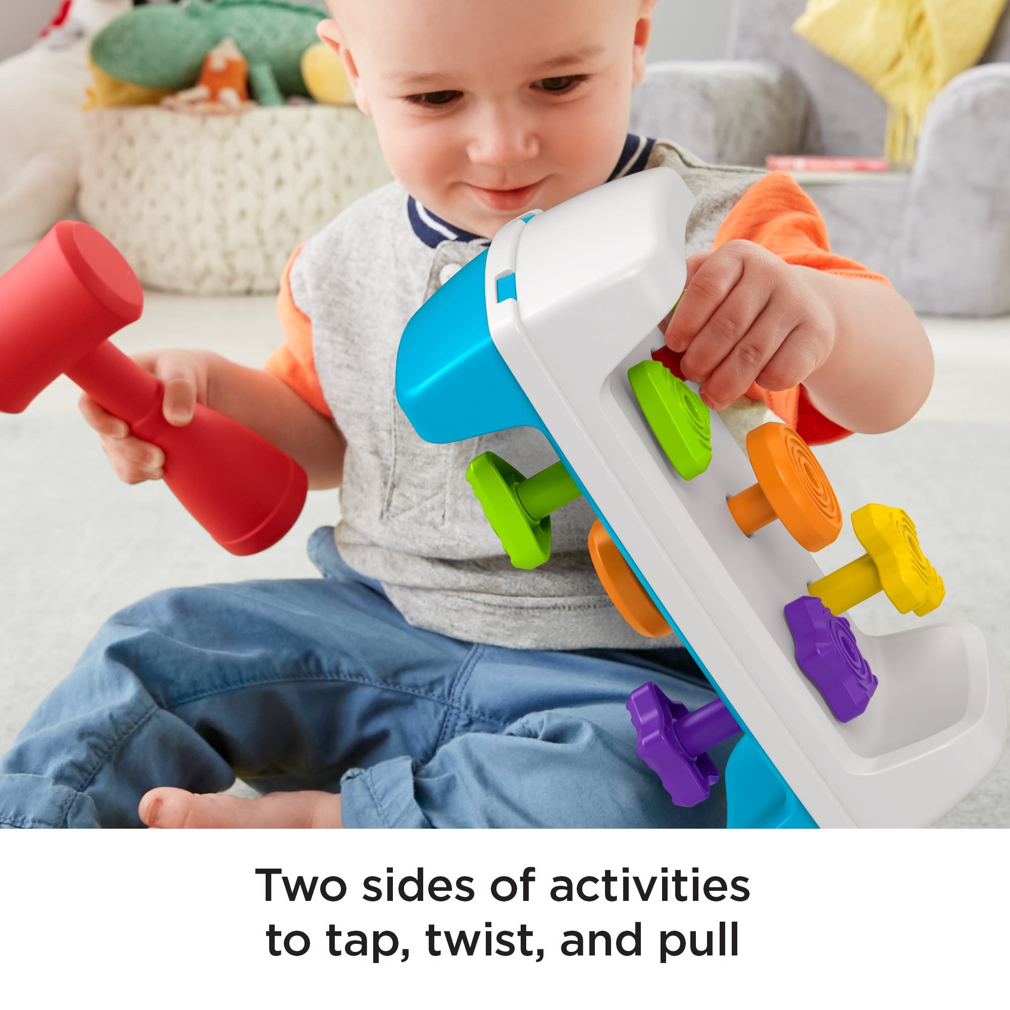 Fisher-Price Tap & Turn Bench Pretend Tools 2-Sided Toy For Infants And Toddlers - Image 3