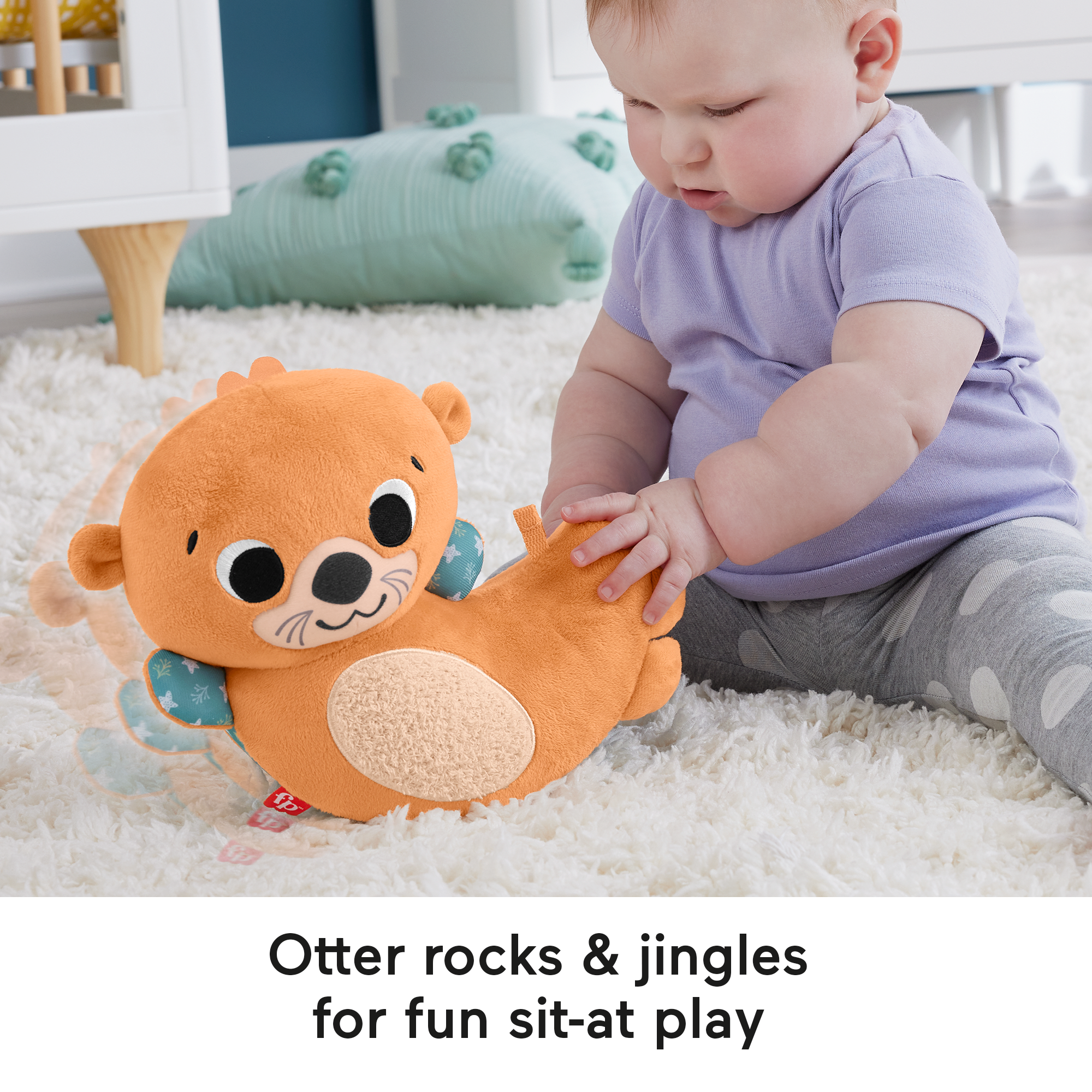 Fisher-Price 2-in-1 Rockin' Tummy Time Otter. Plush Baby Sensory Toy For Tummy Time - Image 3