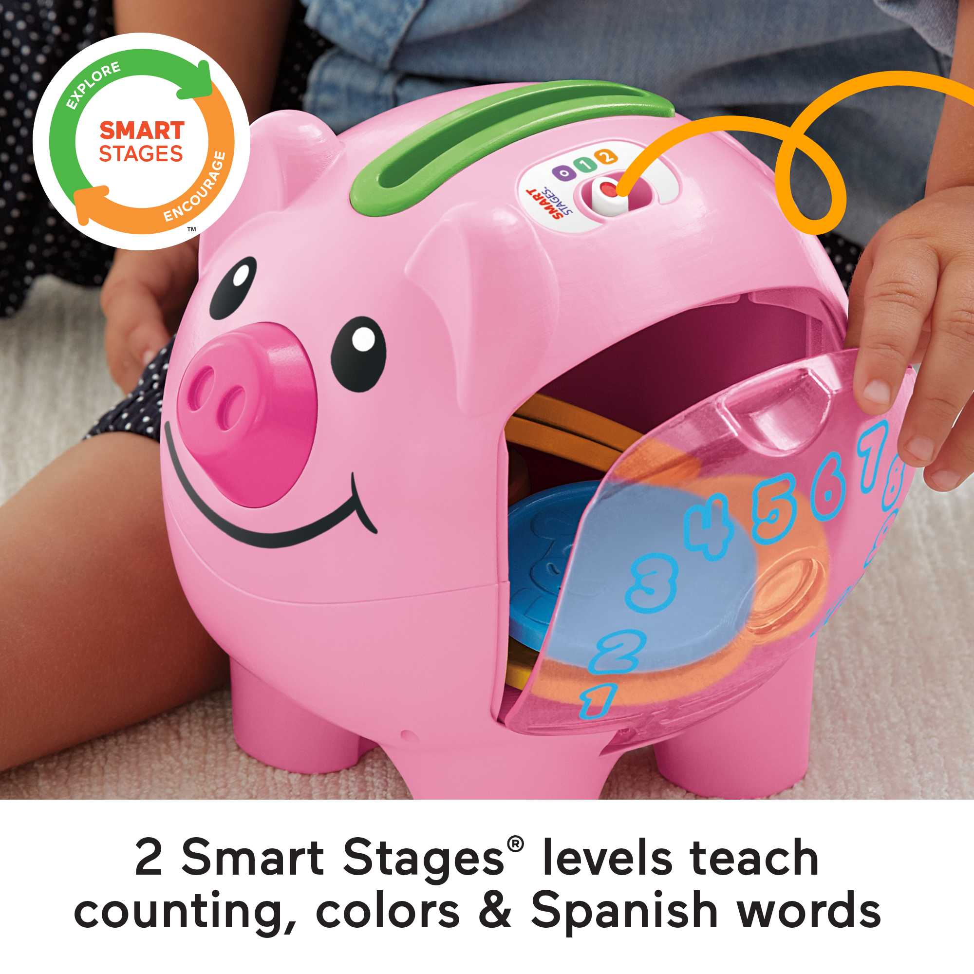 Fisher-Price Laugh & Learn Smart Stages Piggy Bank Baby & Toddler Learning Toy - Image 3