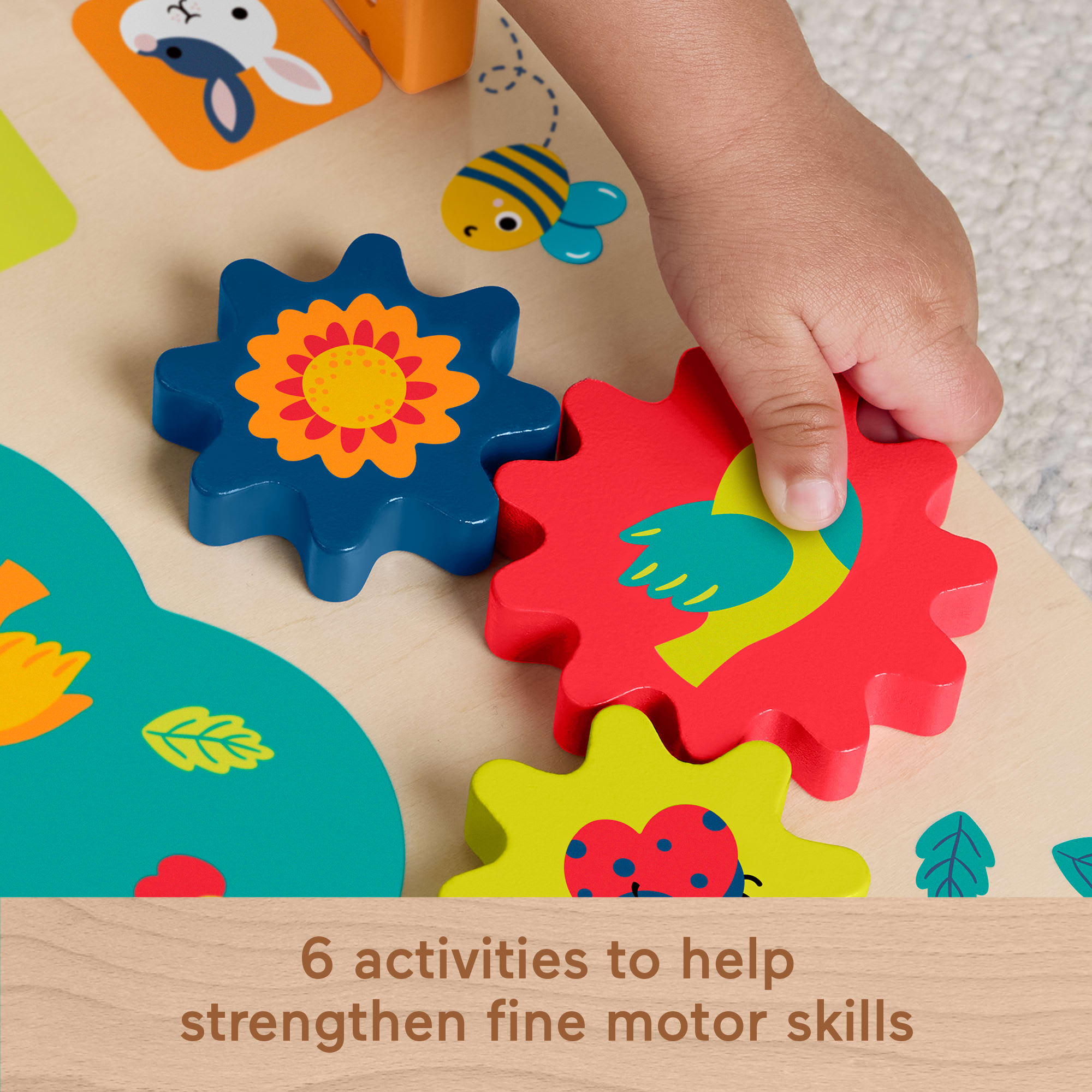 Fisher-Price Wooden Activity Station Baby Busy Board Toy For Developmental Play. 1 Wood Piece - Image 4