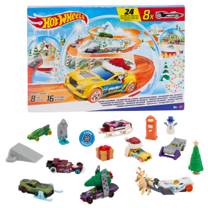 Hot Wheels Advent Calendar 2024. 8 Hot Wheels Toy Cars And 16 Accessories (24 Total Components)