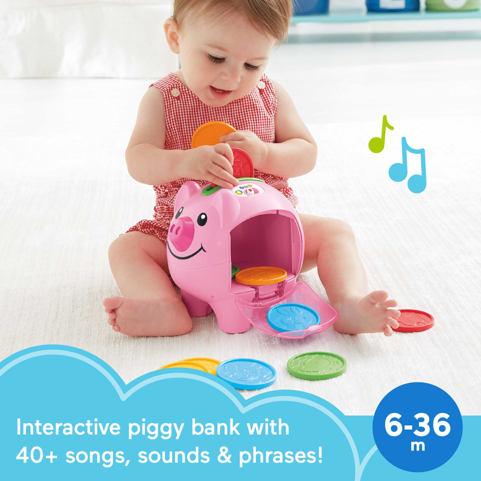 Fisher-Price Laugh & Learn Smart Stages Piggy Bank Baby & Toddler Learning Toy - Image 2