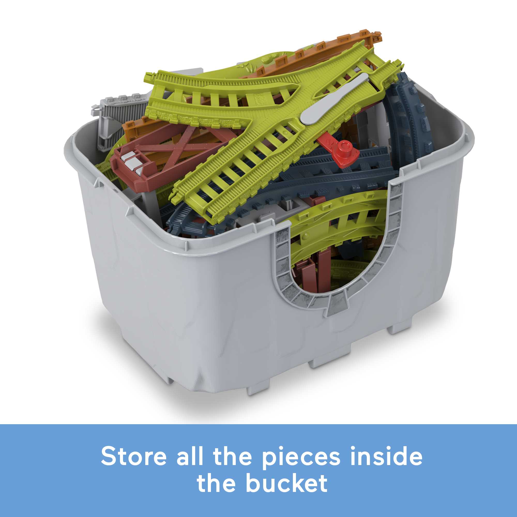 Thomas & Friends Train Tracks Set. Connect & Build Track Bucket. 34-Piece Preschool Toy - Image 4