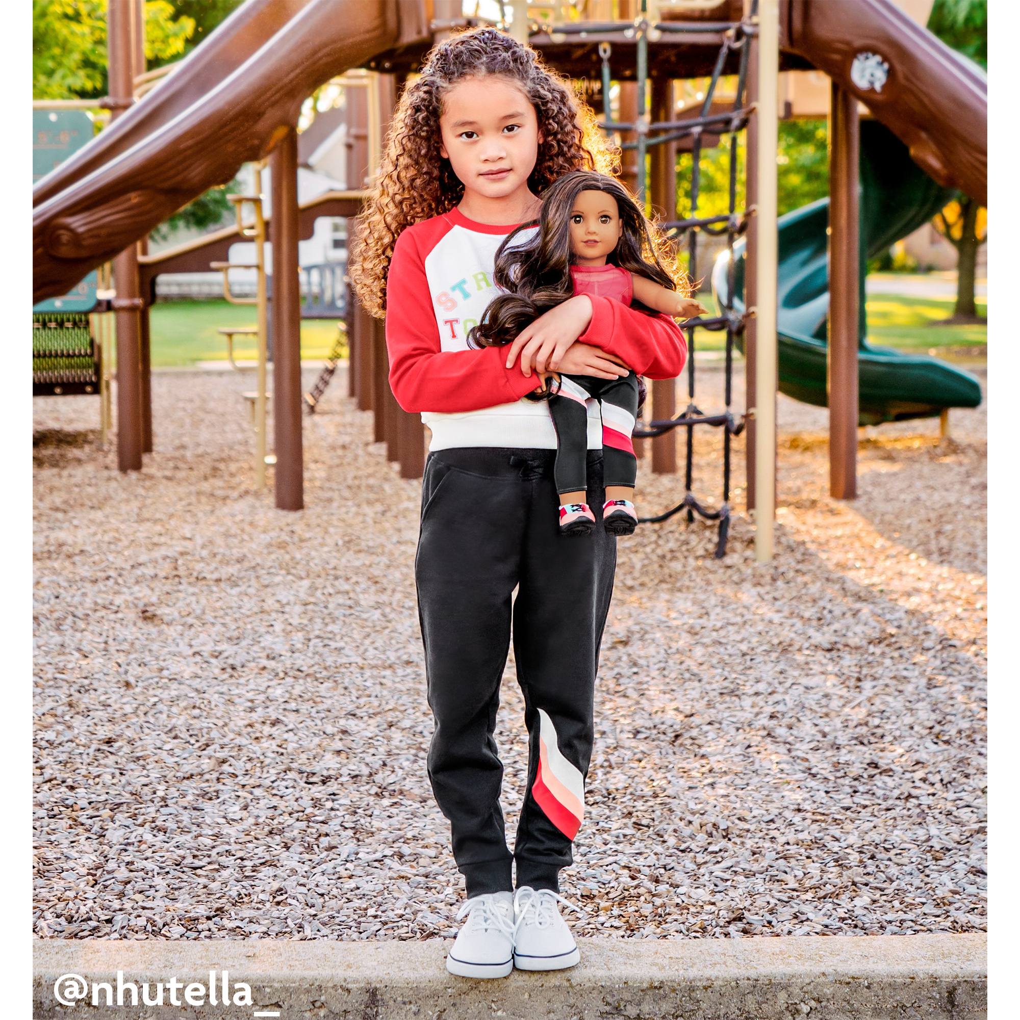 American Girl® x Janie and Jack: Maritza's™ Black Striped Joggers for Girls - Image 3
