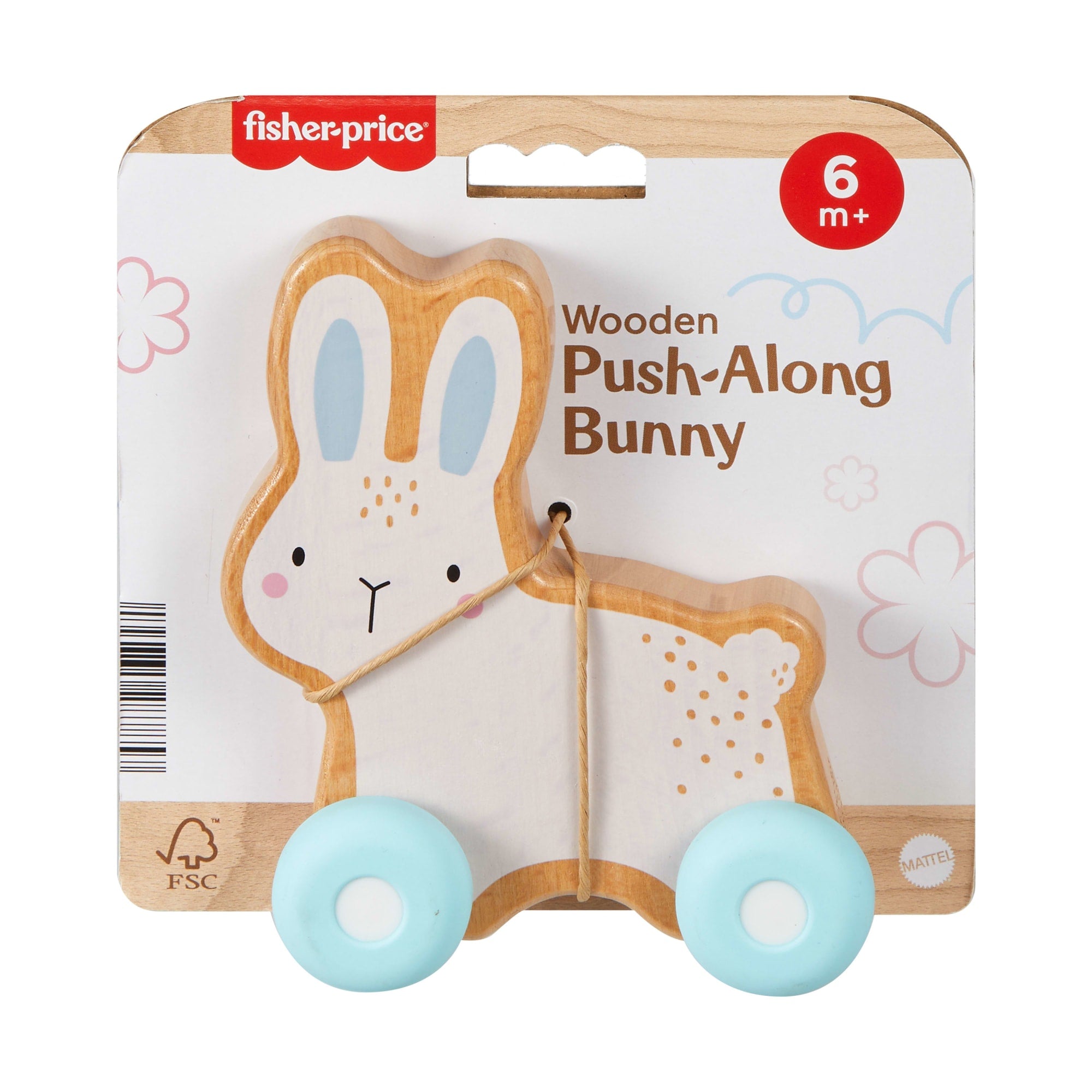 Fisher-Price Wooden Push-Along Bunny Toy Vehicle For Baby Crawling Play. 1 Wood Piece - Image 6
