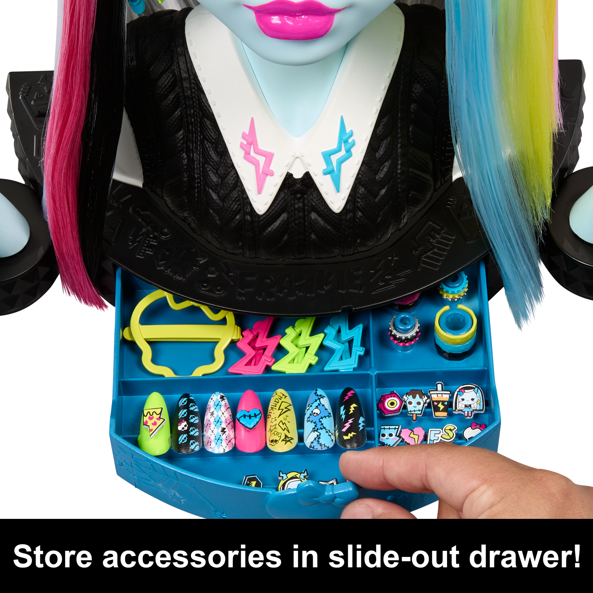 Monster High Frankie Stein Styling Head With 65+ Nail. Hair And Face Accessories - Image 4