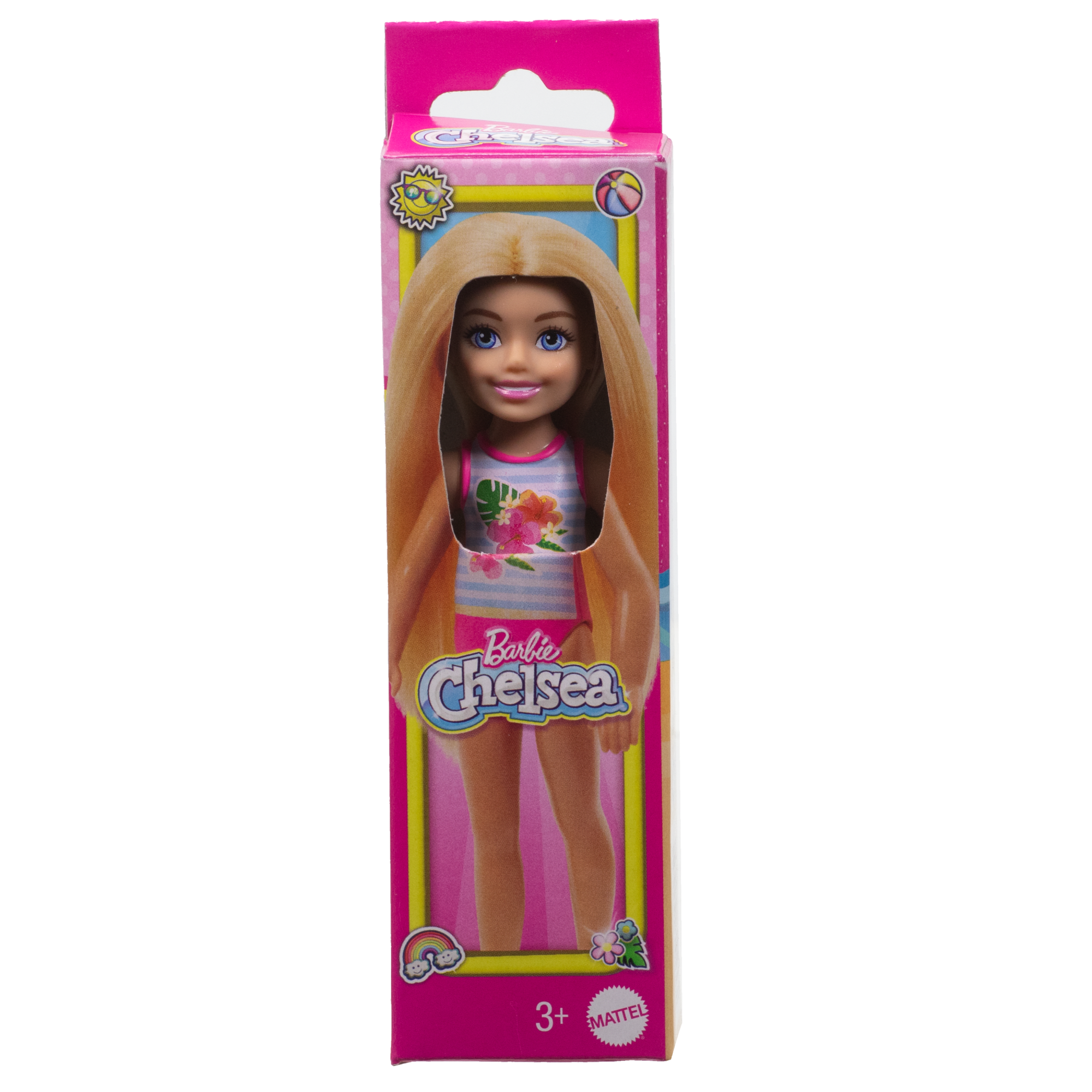 Barbie Chelsea Small Doll With Beach Swimsuit. Stripes & Floral Print. Blonde Hair & Blue Eyes - Image 6