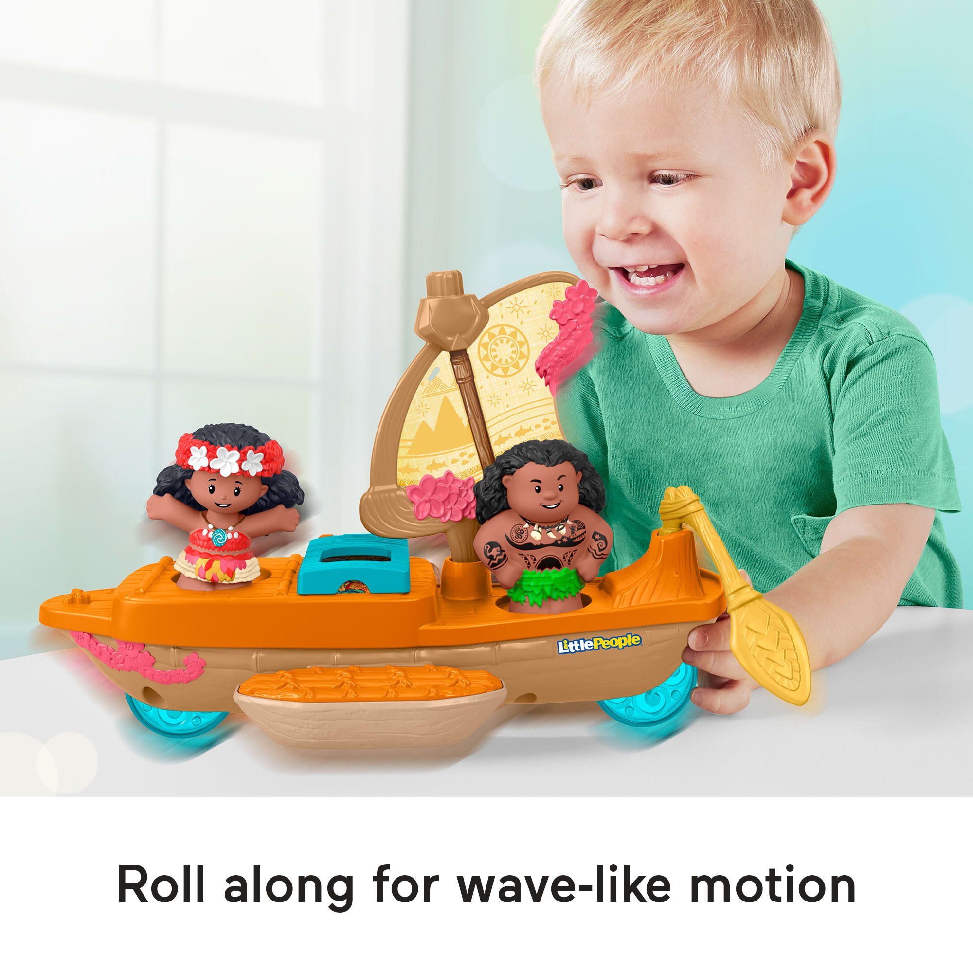 Disney Princess Moana Toys. Moana & Maui's Canoe. Fisher-Price Little People Toddler Toys - Image 3
