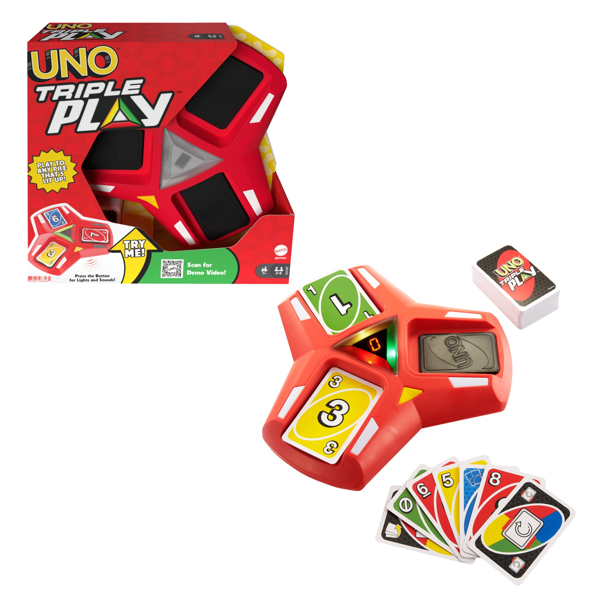 UNO Triple Play Card Game. Game For Family Night. Lights And Sounds