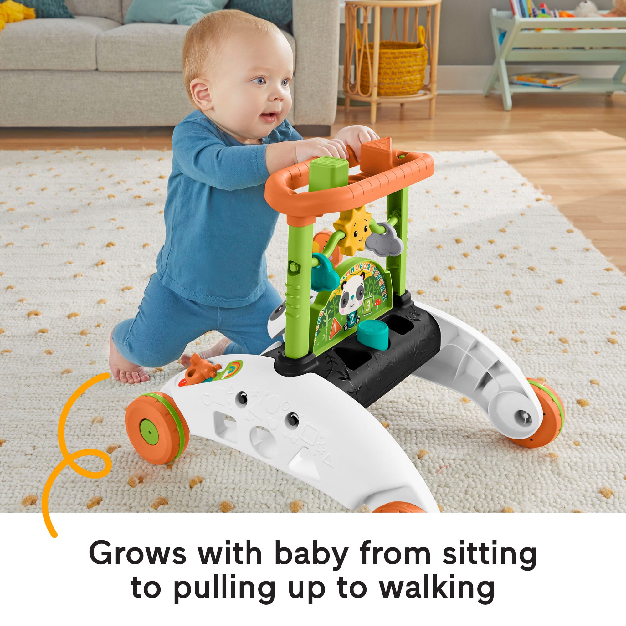 Fisher-Price 2-Sided Steady Speed Panda Walker Baby & Toddler Learning Toy With Music & Blocks - Image 3