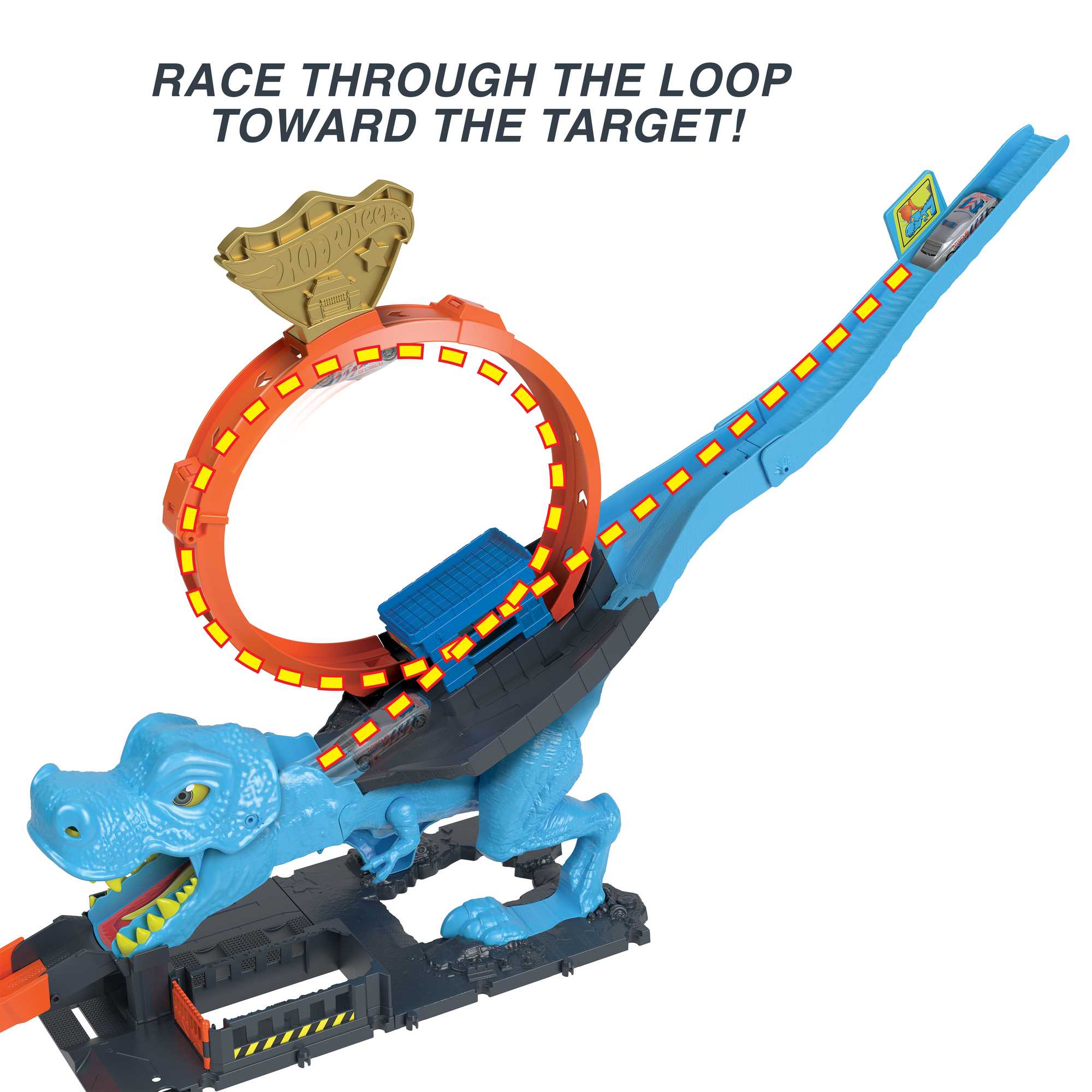 Hot Wheels City T-Rex Loop And Stunt Playset. Track Set With 1 Toy Car - Image 4