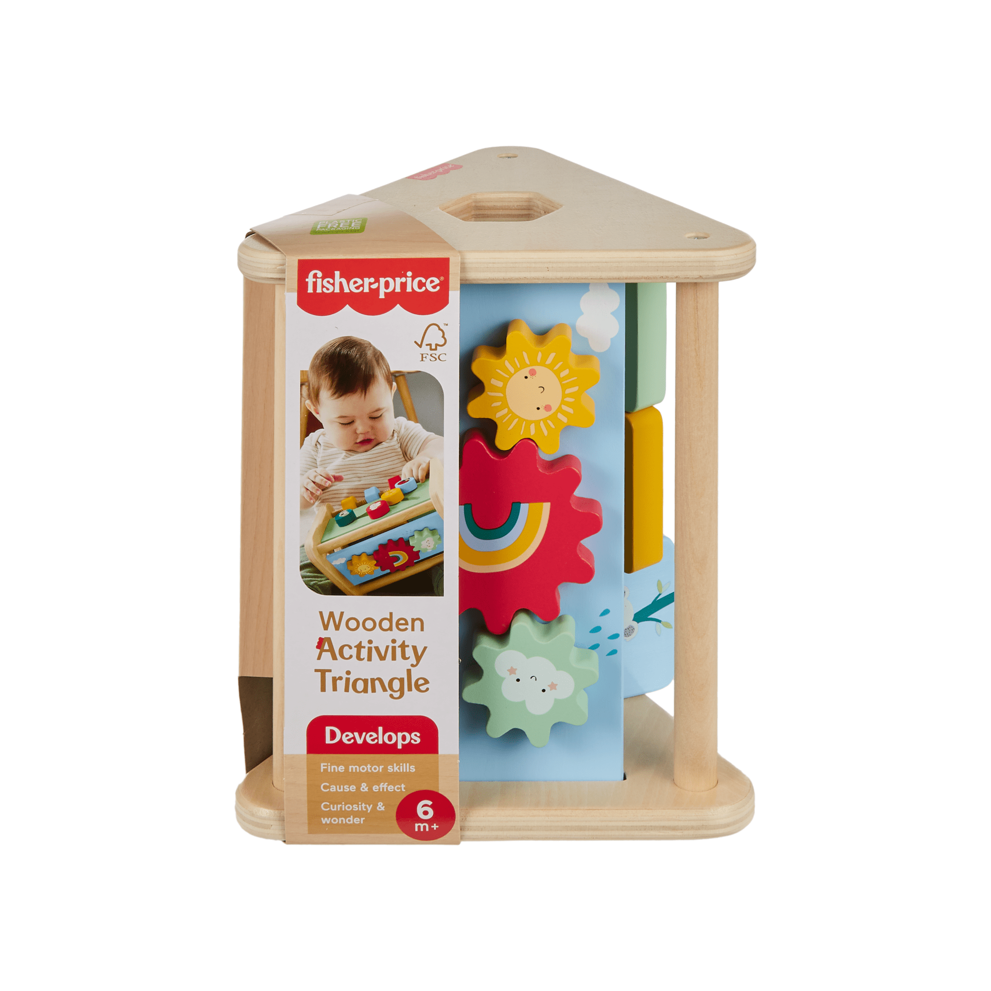 Fisher-Price Wooden Activity Triangle. 3-Sided Fine Motor Toy For Baby. 1 Wood Piece - Image 6
