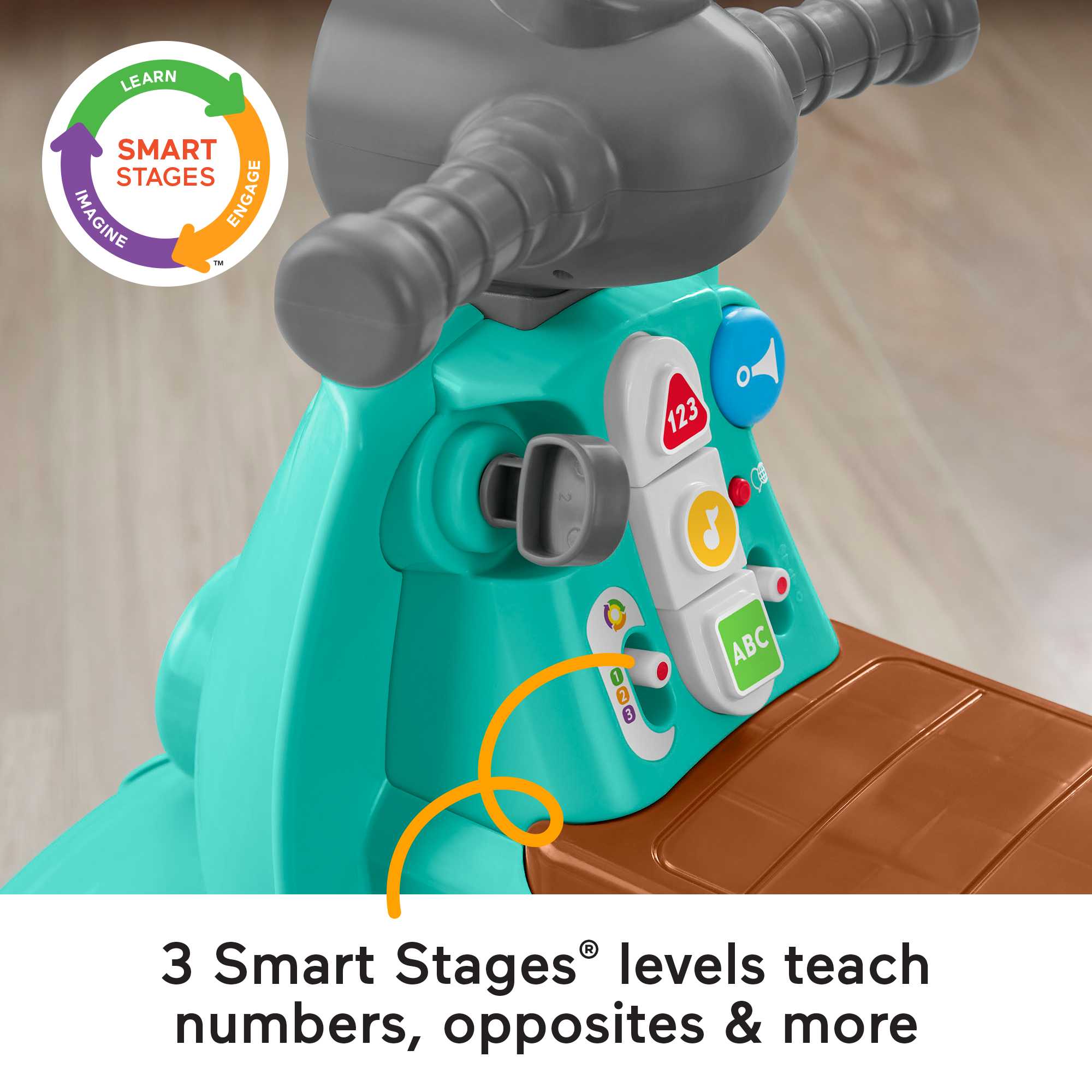 Fisher-Price Laugh & Learn Toddler Toy. Smart Stages Cruise Along Scooter Musical Ride-On - Image 4