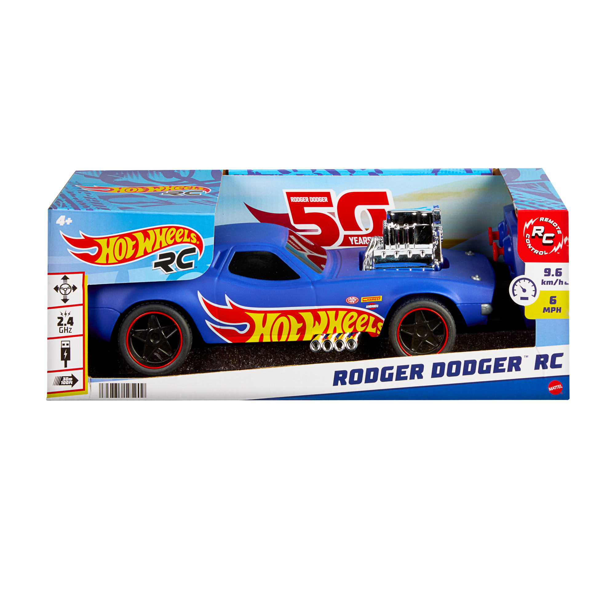 Hot Wheels 1:16 Scale RC Rodger Dodger USB-Rechargeable Toy Car. Battery-Operated Remote Control - Image 5