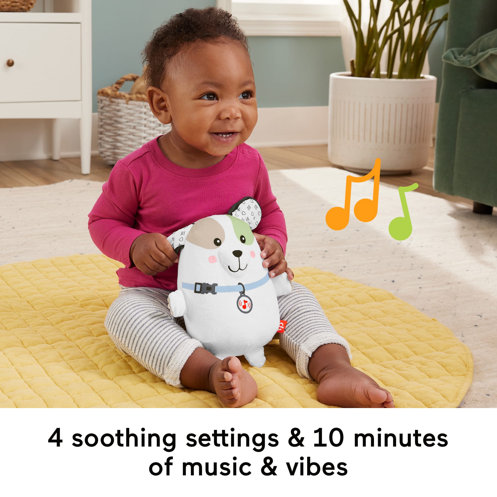 Fisher-Price Calming Vibes Puppy Soother Portable Sound Machine Plush Toy For Newborns - Image 3
