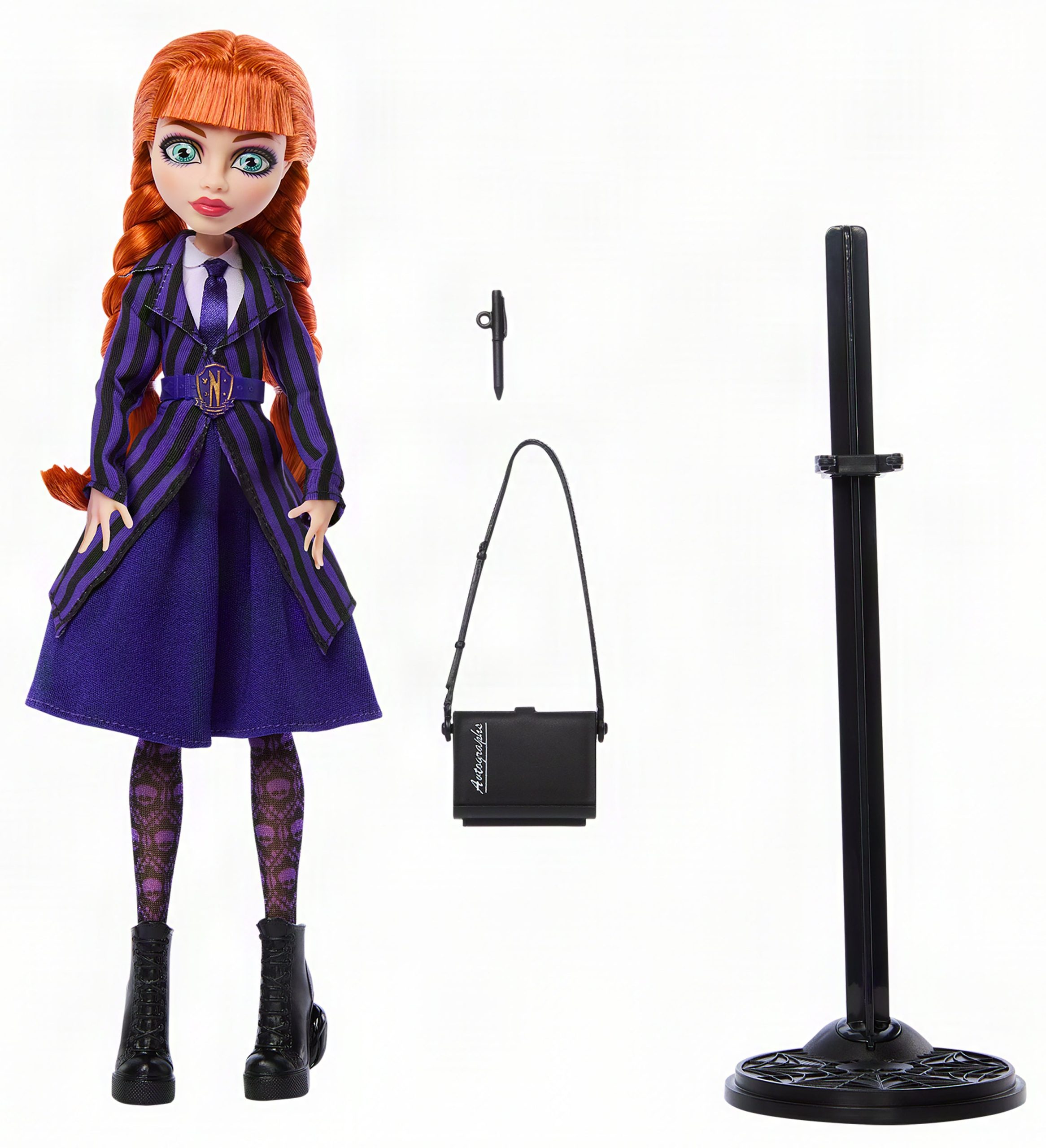 Monster High X Wednesday Collectible Doll. Agnes Demille With Purple Uniform And Accessories - Image 5