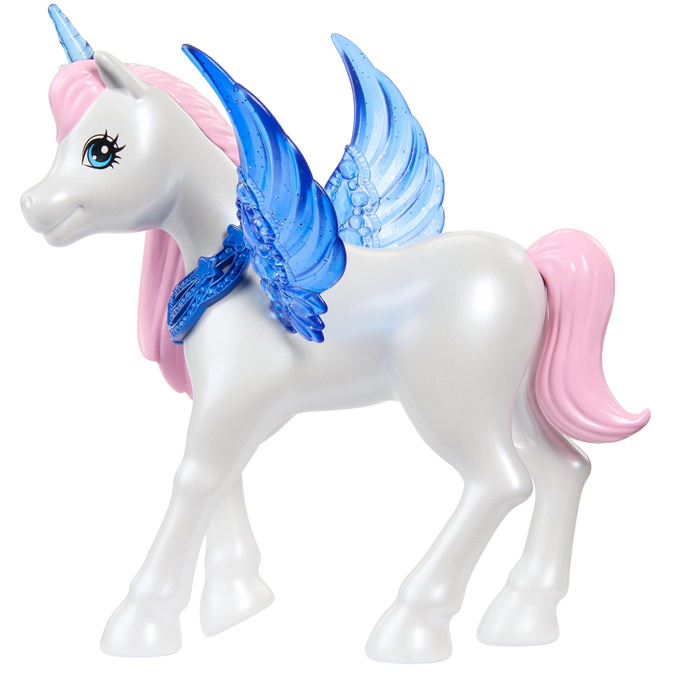 Barbie Unicorn Toy. 65th Anniversary Doll With Blue Hair. Pink Gown & Pet Alicorn - Image 4